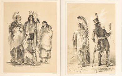 After George Catlin (American, 1796-1872) Lithographs on Paper, "Wi-Jun-Jon And North American