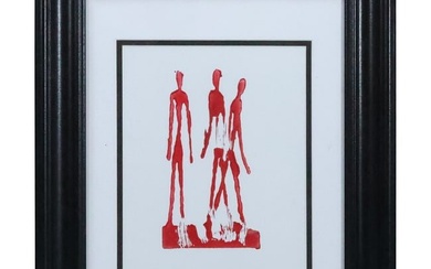 Alberto Giacometti Red Figures Silkscreen, unsigned, Framed