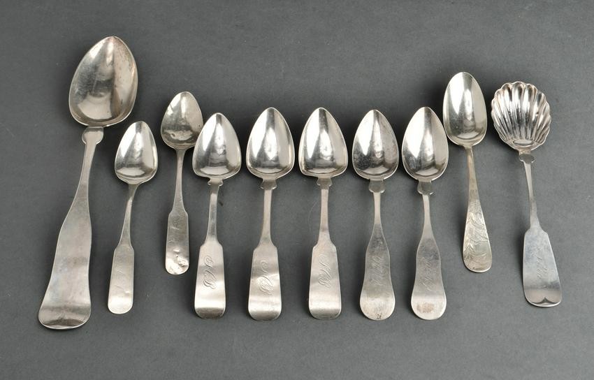 American Coin Silver Spoons, Group of 10