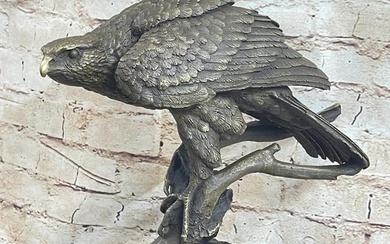 American Eagle Perched On Tree Branch Bronze Inspired Sculpture