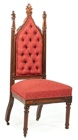 American Gothic Carved Oak Side Chair