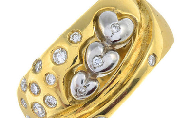 An 18ct bi-colour gold brilliant-cut diamond dress ring.