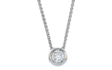 An 18ct gold brilliant-cut diamond single-stone pendant, with chain.