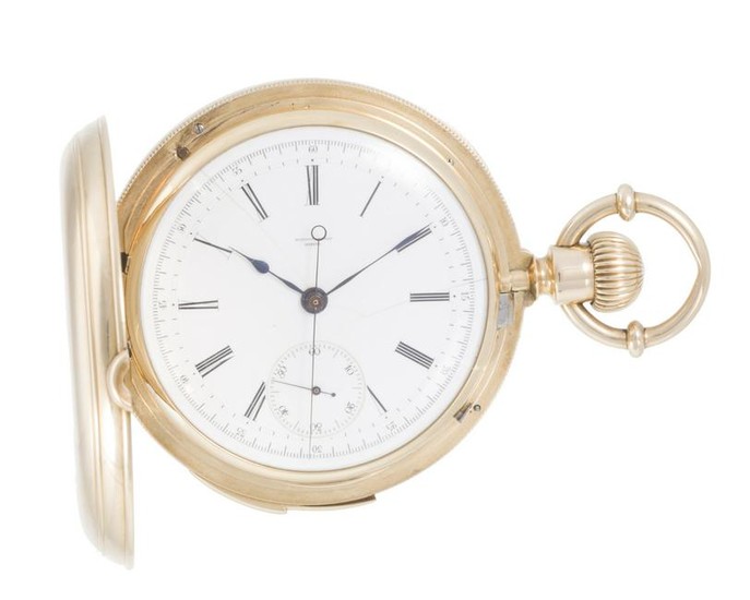 An 18k gold Auguste Piguet chronograph pocket watch
