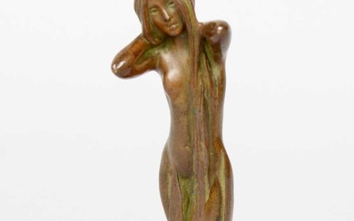 An Art Nouveau Bronze Desk Seal, modelled as a nude...