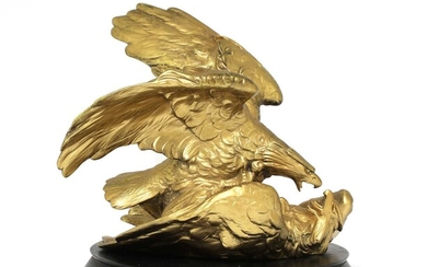 An Austrian gilt-bronze eagle group