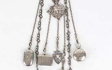 An English Victorian sterling silver chatelaine - London 1892-1893, William...