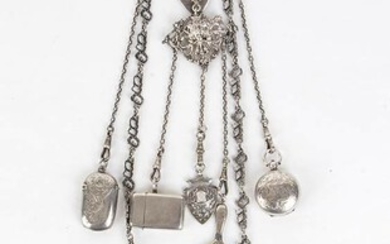 An English Victorian sterling silver chatelaine - London 1892-1893,...