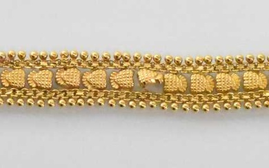 An Indian 22ct yellow gold fine link bracelet, length 18.5cm,...
