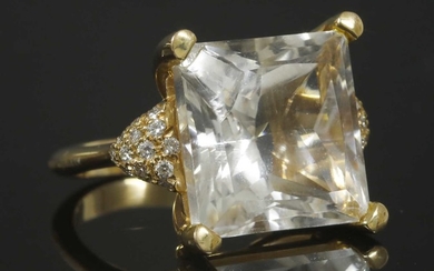 An Italian gold rock crystal and diamond ring