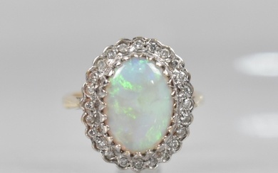 An Opal and Diamond Ladies Dress Ring in 9ct Gold, Central O...