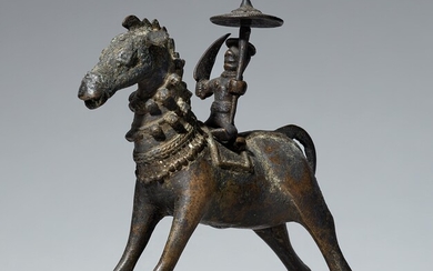 An Orissa copper alloy figure of a rider. Eastern India. 19th century