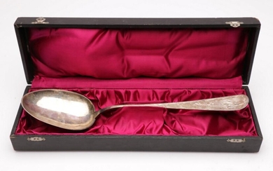 An Oversized 830 Silver Commemorative Spoon in Presentation Box (L 40cm, wt. 194g)