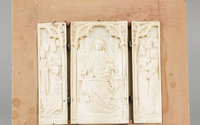 An ivory triptych, possibly 16th. C. or later, possibly France (Dieppe).