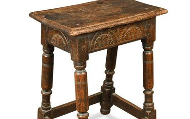 An oak joint stool, 17th century and later