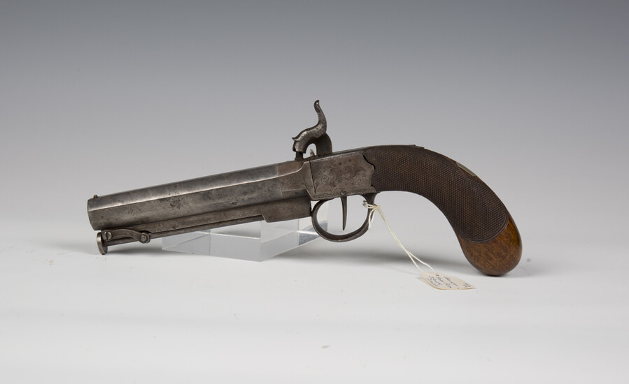 An unusual early 19th century percussion overcoat pistol by J.D. Dougall, Glasgow, with octagonal ba