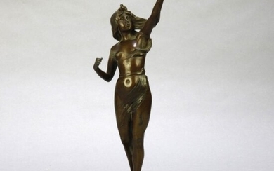 Antique Bronzed Figure of Woman on Marble Plinth,C1890
