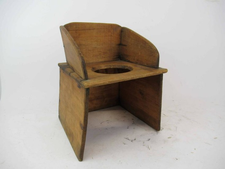 Antique Childs Wooden Potty Chair
