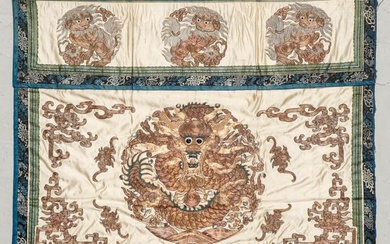 Antique Chinese Gold Thread Embroidery, 19th C.