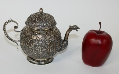 Antique Dutch repousse silver teapot
