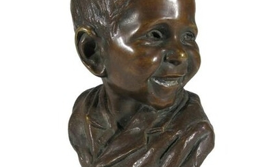 Antique European boy bronze sculpture