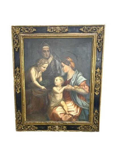 Antique Italian Old Master Oil Painting on Canvas Holy
