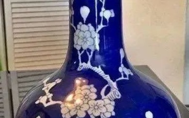 Antique Large Chinese Blue And White Porcelain VASE Signed