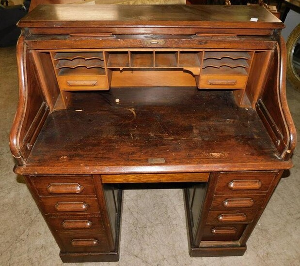 Antique Oak S Roll Desk