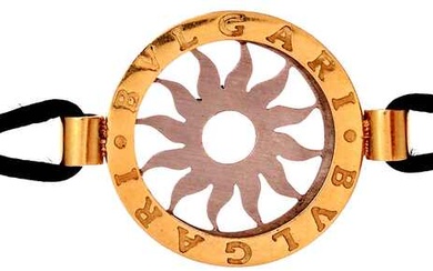 Armband BULGARI, Gelbgold/Weißgold 750/1000 kombiniert mit Stoffbändern. Länge 17,5 cm;...