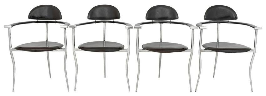 Arrben 'Marilyn' Italian Leather 3-Leg Chairs, 4