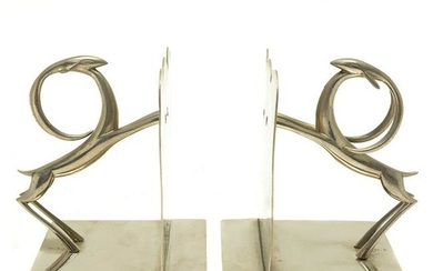 Art Deco Hagenauer Steel Deer Form Bookends.