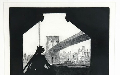 Arthur COHEN: NYC Bridge Silhouette - Etching