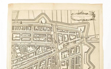 [Atlas et cartes] [Leiden] Lugdunum Batavorum Ao 1670 Carte murale, 90 x 120 cm. Pliée...