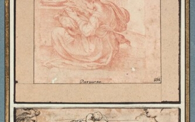 Attribué à Girolamo Francesco Mazzola, dit il Parmigianino Parme, 1503 - Casalmaggiore, 1540 Etude de femme cuisinant : probablement Sainte Agnès