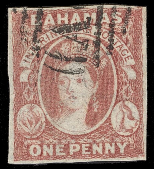 Bahamas 1859 (10 June) One Penny, Imperforate Issued Stamps 1d. dull lake, thin paper, good bal...
