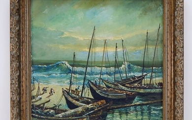 Bakjo Kim Coastal Asiatic Korean Harbor Painting