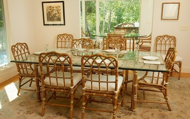 Bamboo Dining Table w/ 8 Chairs