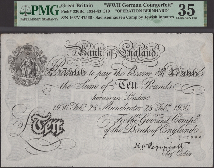 Bank of England, Kenneth O. Peppiatt, Operation Bernhard, £10, Manchester, 28 February...