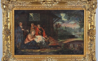 Barock Gemälde Geburt Jesu, Mitte 18. Jh.