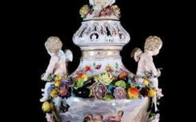 Beautiful Dresden capped urn in 3 pieces