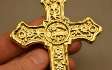 Bishop Pectoral Cross + 4 3/4" tall + All Goldplated+