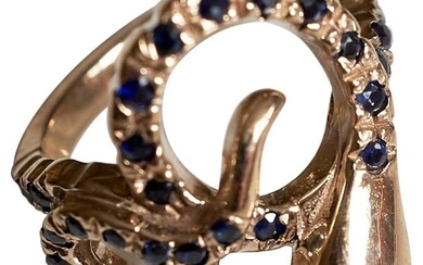 Black Diamond Aquamarine Ring Gold Snake Cocktail Ring Victorian Style J Dauphin