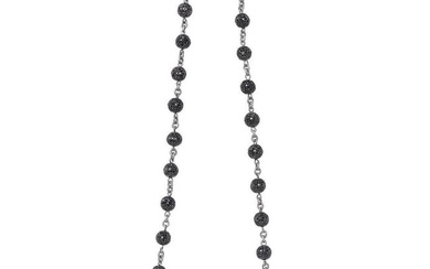Black Diamond Ball Silver Chain Necklace