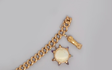 Bracelet deux breloques en or jaune, 750... - Lot 24 - Marie-Saint Germain