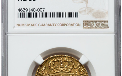Brazil: , Jose I gold 4000 Reis 1764-(L) AU55 NGC,...