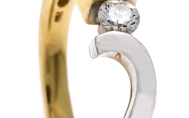 Brilliant ring GG / WG 750/000 with a brilliant 0.215 ct W / PI1, RG 56, 4.7 g