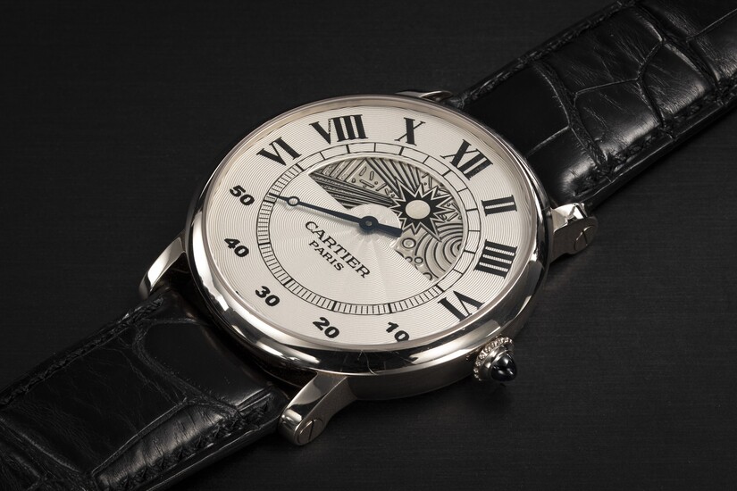 CARTIER, ROTONDE JOUR ET NUIT, A GOLD WRISTWATCH WITH HAND-ENGRAVED NIGHT AND DAY DISPLAY AND RETROGRADE MINUTES HAND