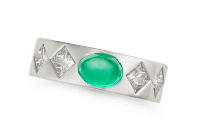 CHANEL, AN EMERALD AND DIAMOND RING in 18ct white ...