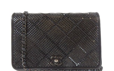 CHANEL Quilted CC Wallet On Chain Shoulder Bag Leather Black