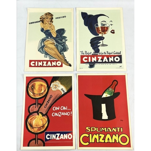 CINZANO ORIGINAL POSTERS, a set of four, Italian circa 1950'...
